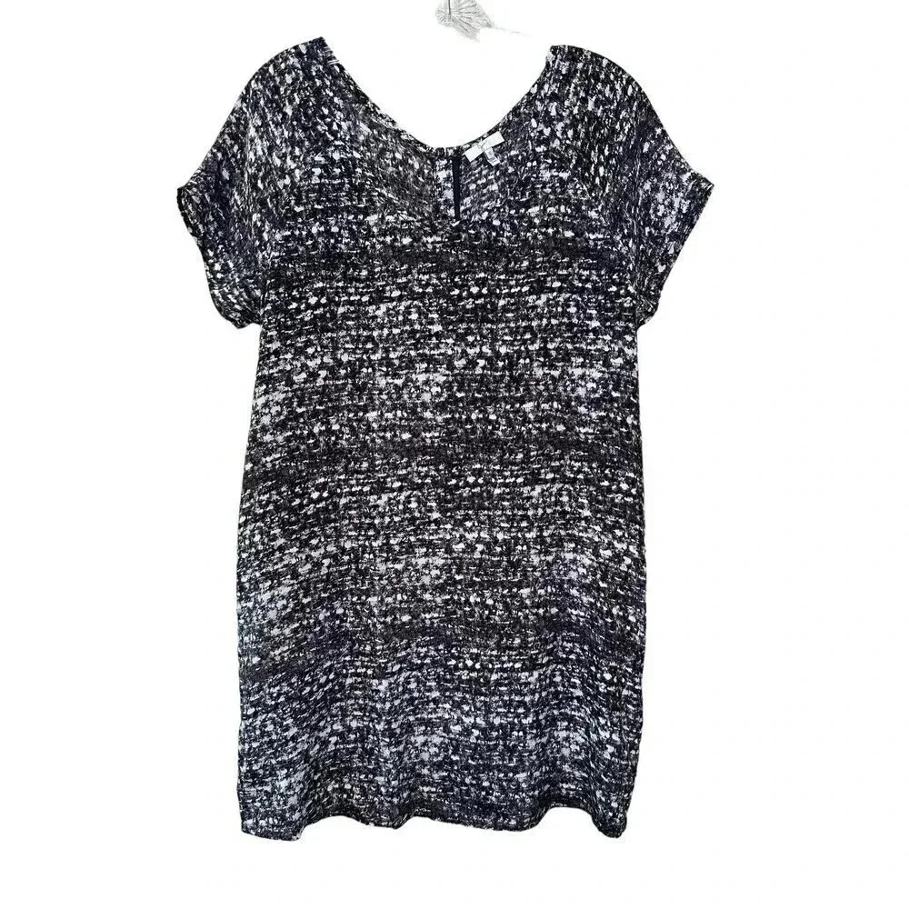 Joie Printed 100% Silk Shift Dress Black/Ivory Size Small
